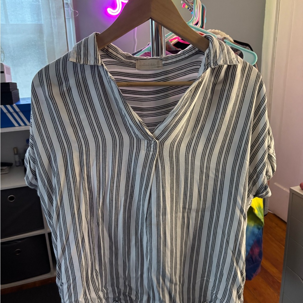 Altar'd State Black and White Striped Button Down Shirt